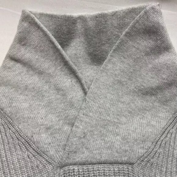 Express Shawl Neck Sweater Men’s XL Gray Navy Stripes Cotton Blend Pullover EUC - Picture 7 of 10